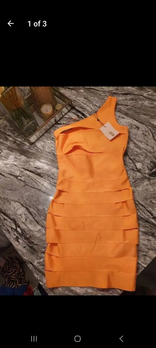 Missguided orange bandage dress S new