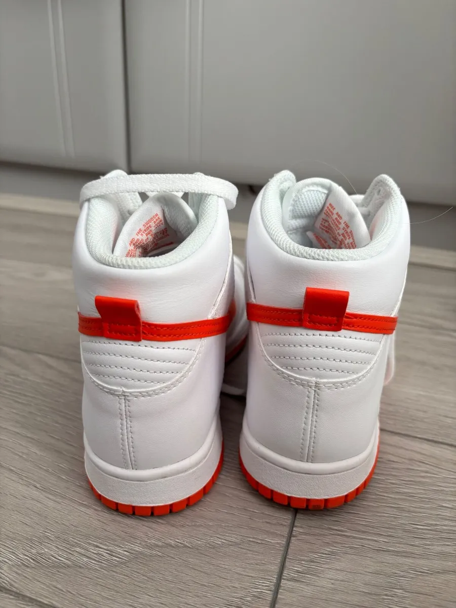 Red and White Nike Dunk High (GS) - Image 3