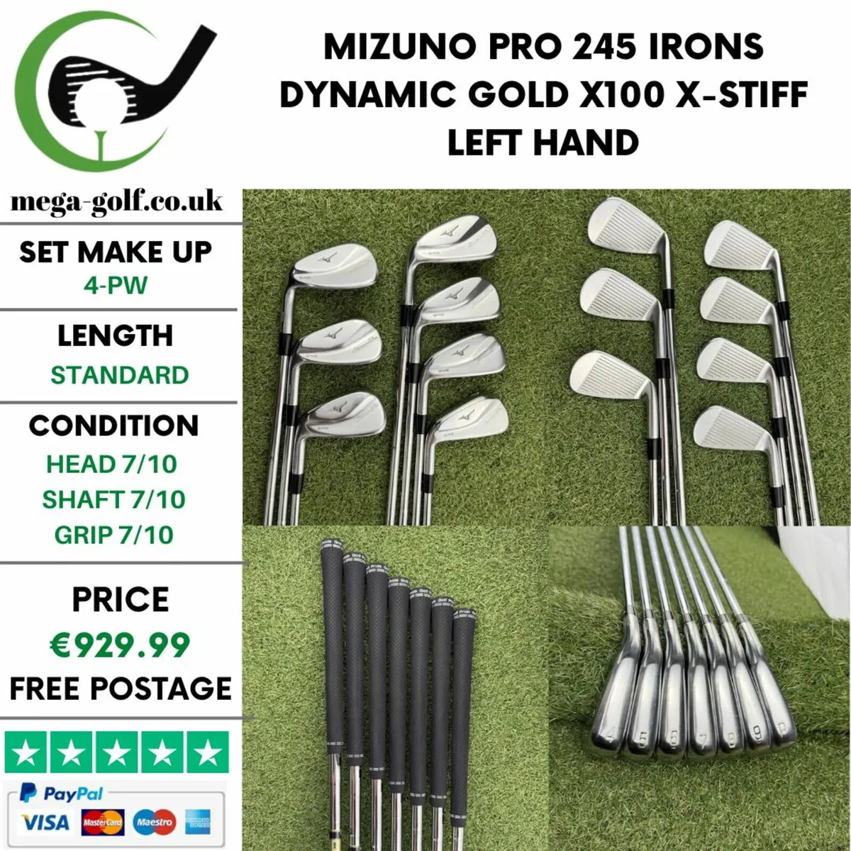 MIZUNO PRO 245 IRONS / 4-PW / X-STIFF / LEFT HAND - Image 1