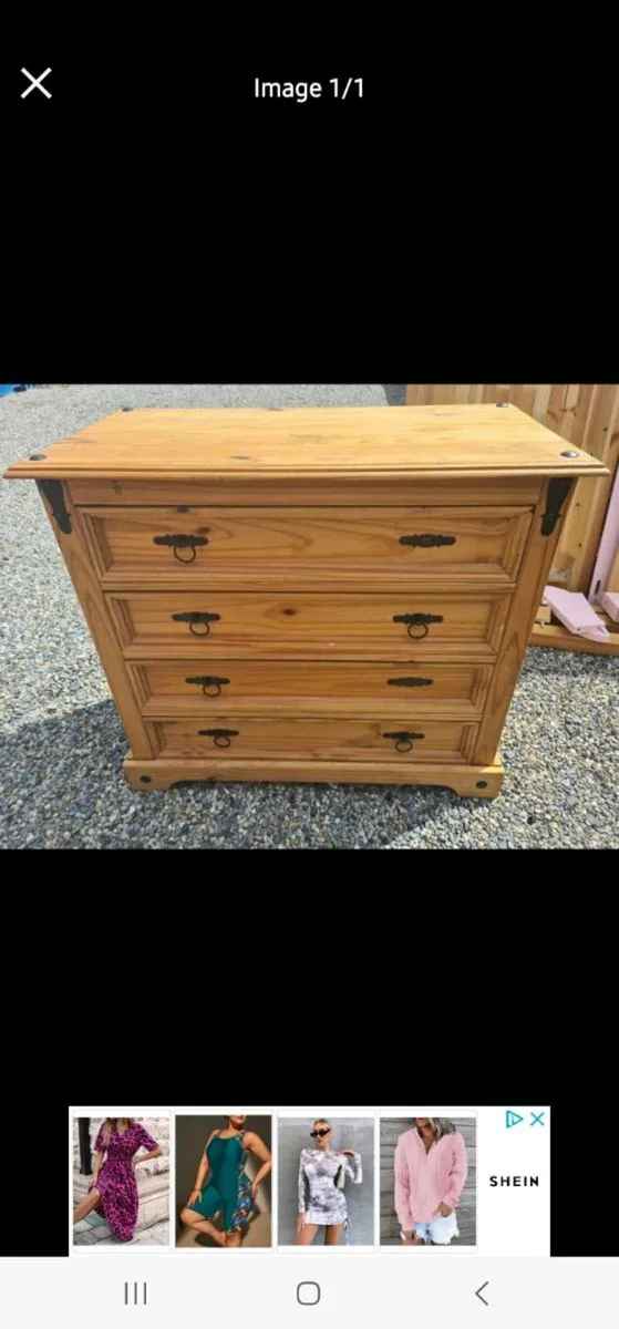 Solid pine chest of drawers