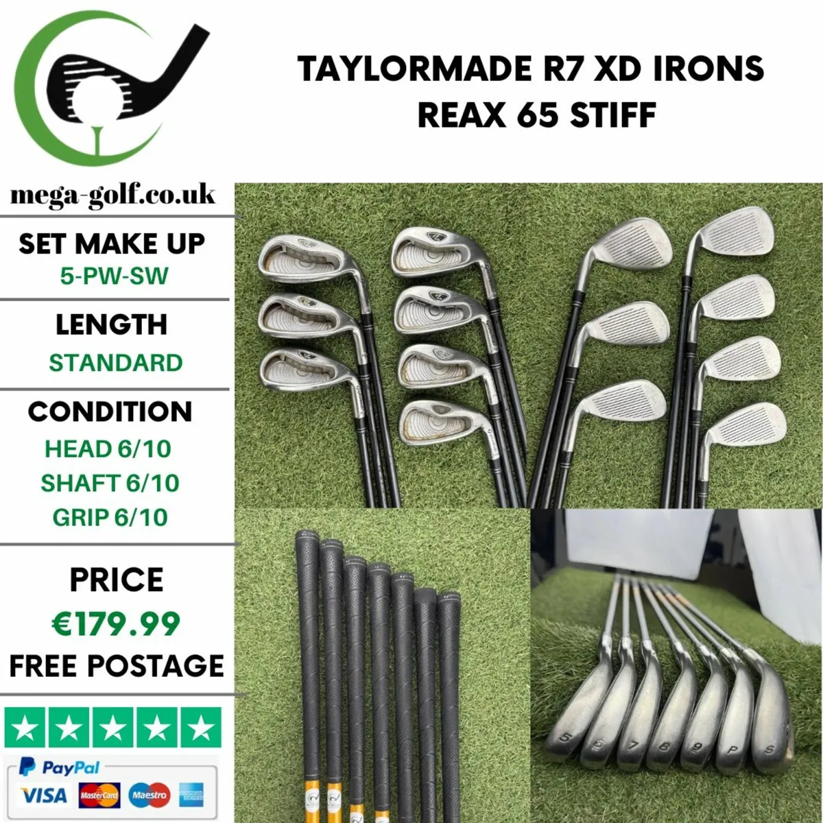 TAYLORMADE R7 XD IRONS / 5-PW-SW / REAX 65 STIFF - Image 1