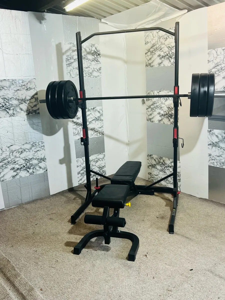 110KG OLYMPIC WEIGHTS BARBELL RAVK BENCH - Image 2