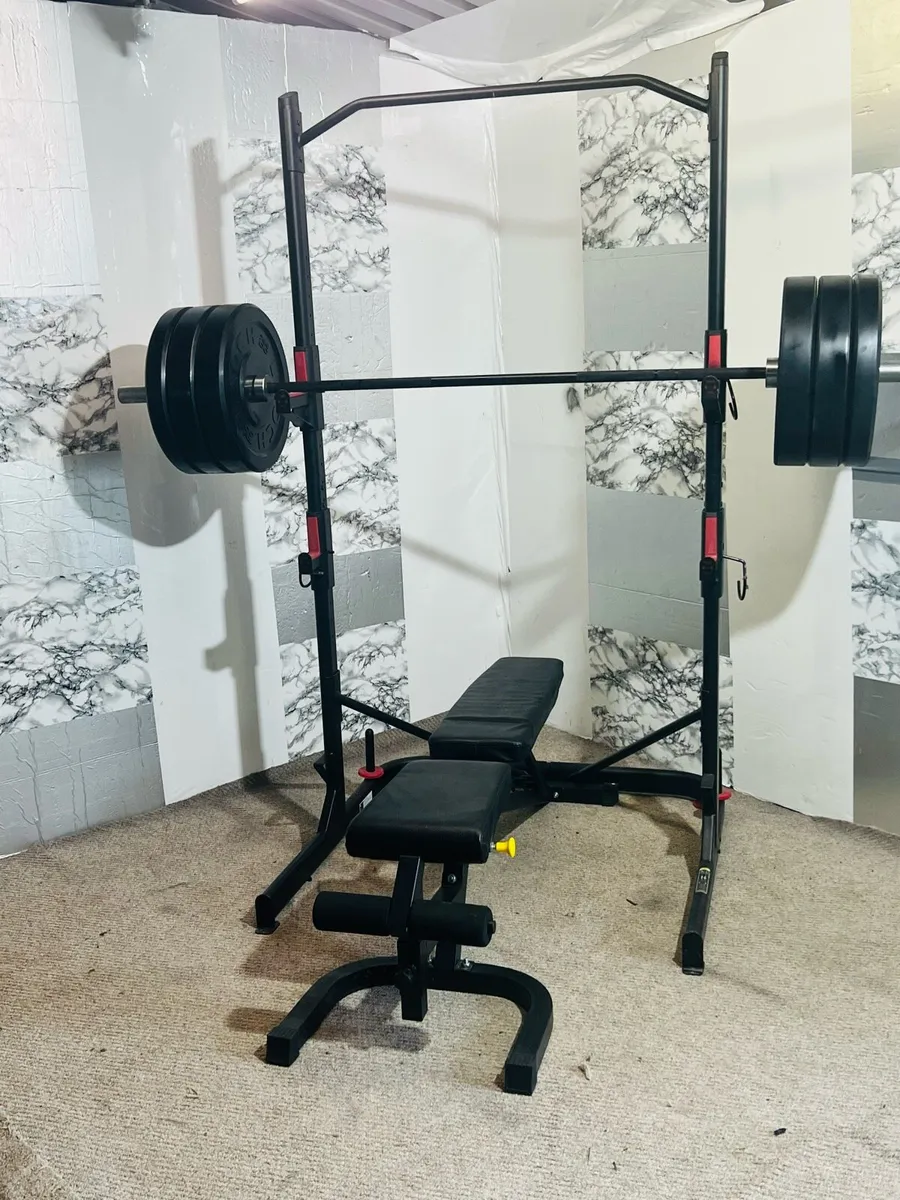 110KG OLYMPIC WEIGHTS BARBELL RAVK BENCH - Image 3