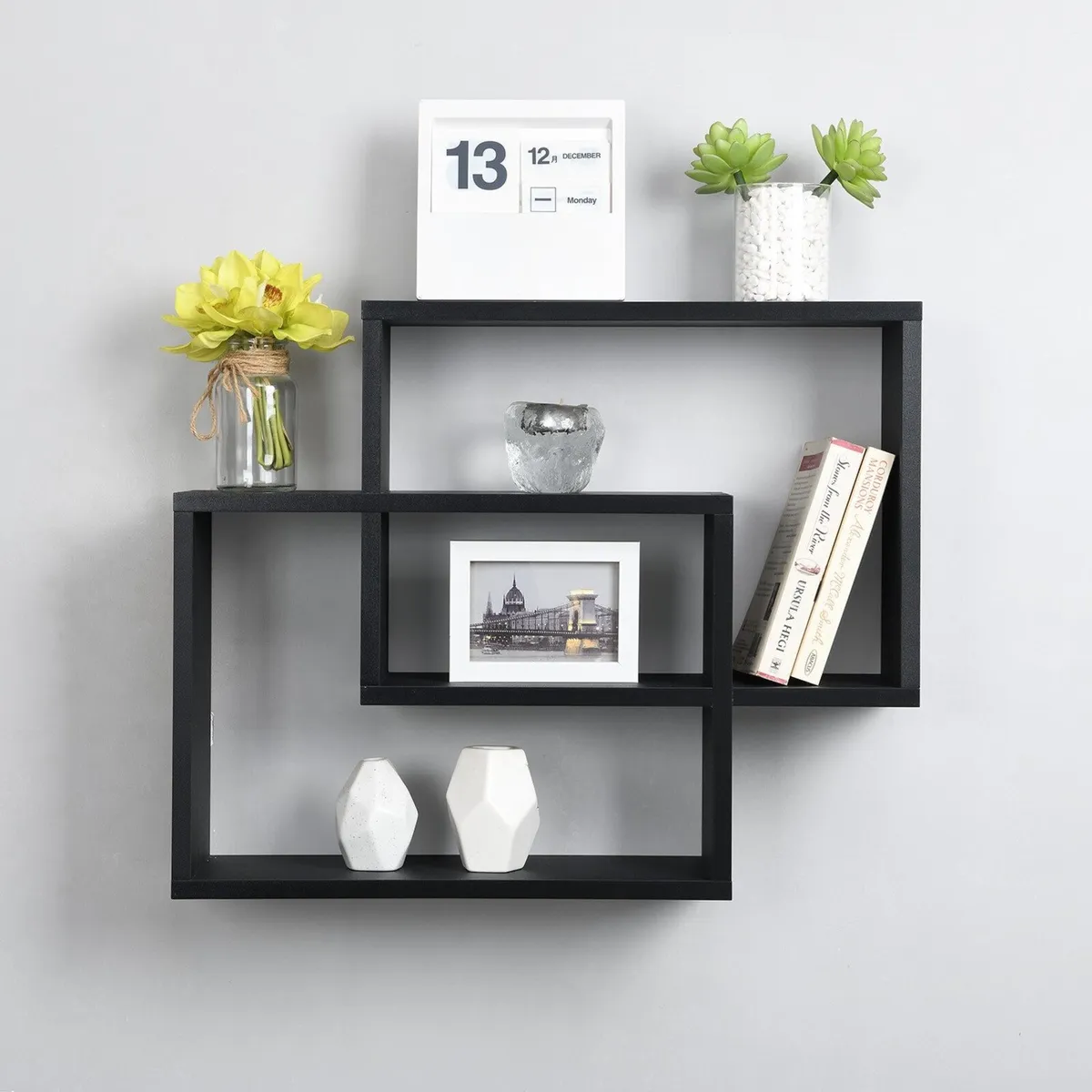 Latitude Black Floating Wall Shelf - Image 1