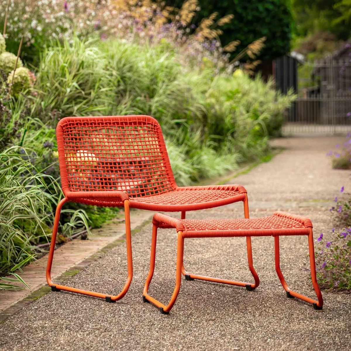 Outdoor Rope chair and footstool (NEW) - Image 1