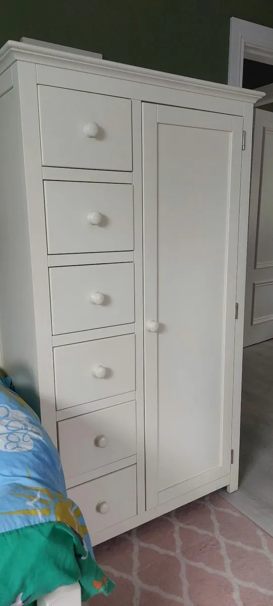 Single wooden bed with wardrobe and drawers - Image 3