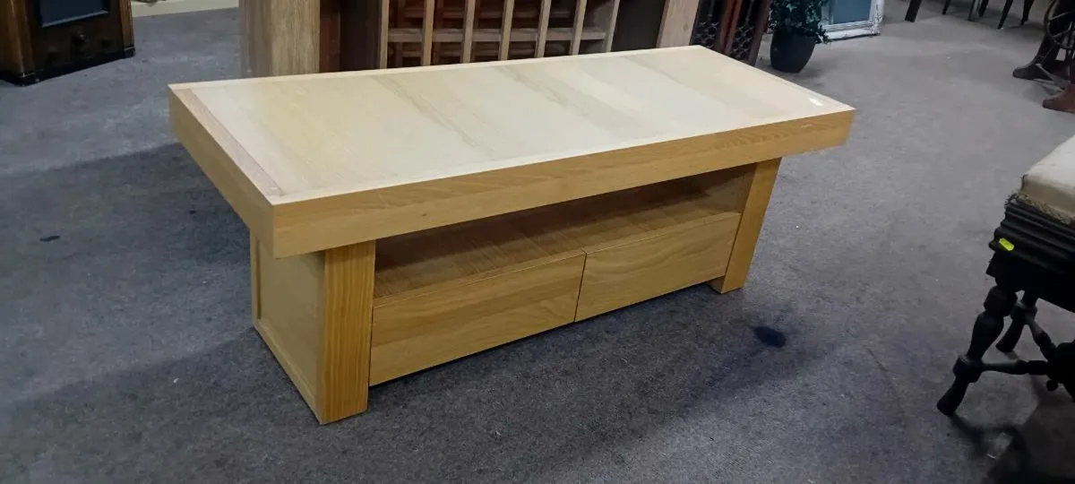 Modern Oak Coffee Table With Drawers - Image 1
