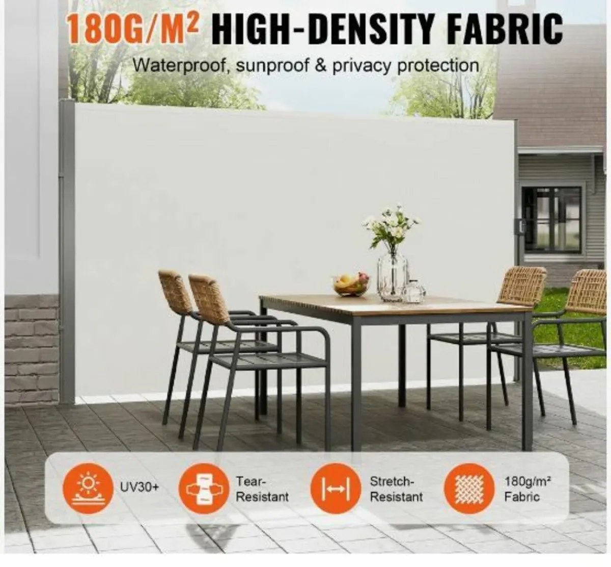 Retractable Side Awning, 63''x 118'' Outdoor - Image 1