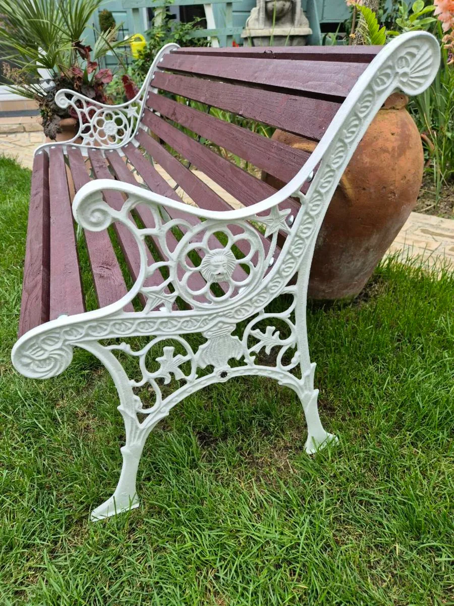 Garden bench Cast iron chair table furniture ends - Image 1