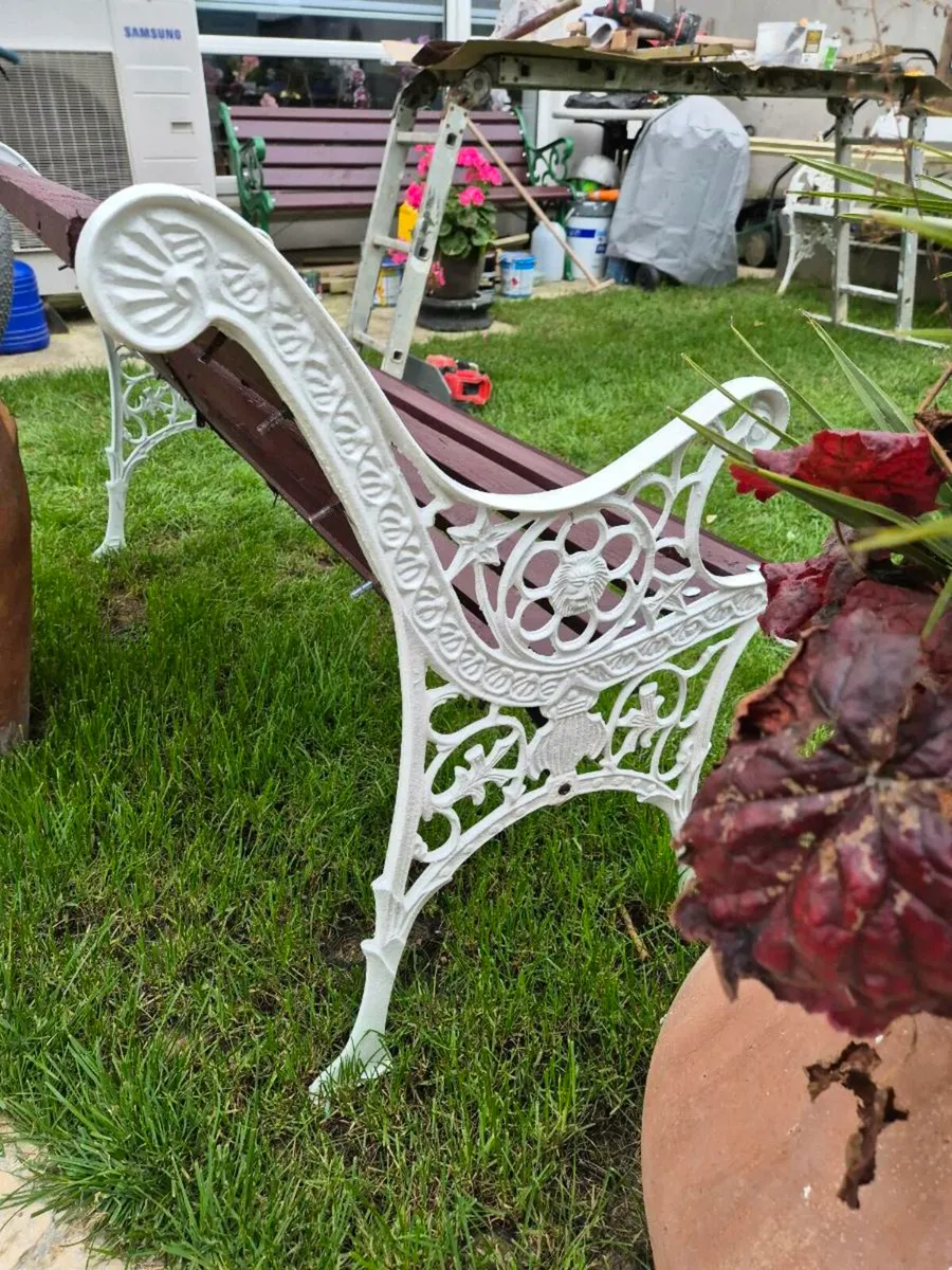 Garden bench Cast iron chair table furniture ends - Image 3