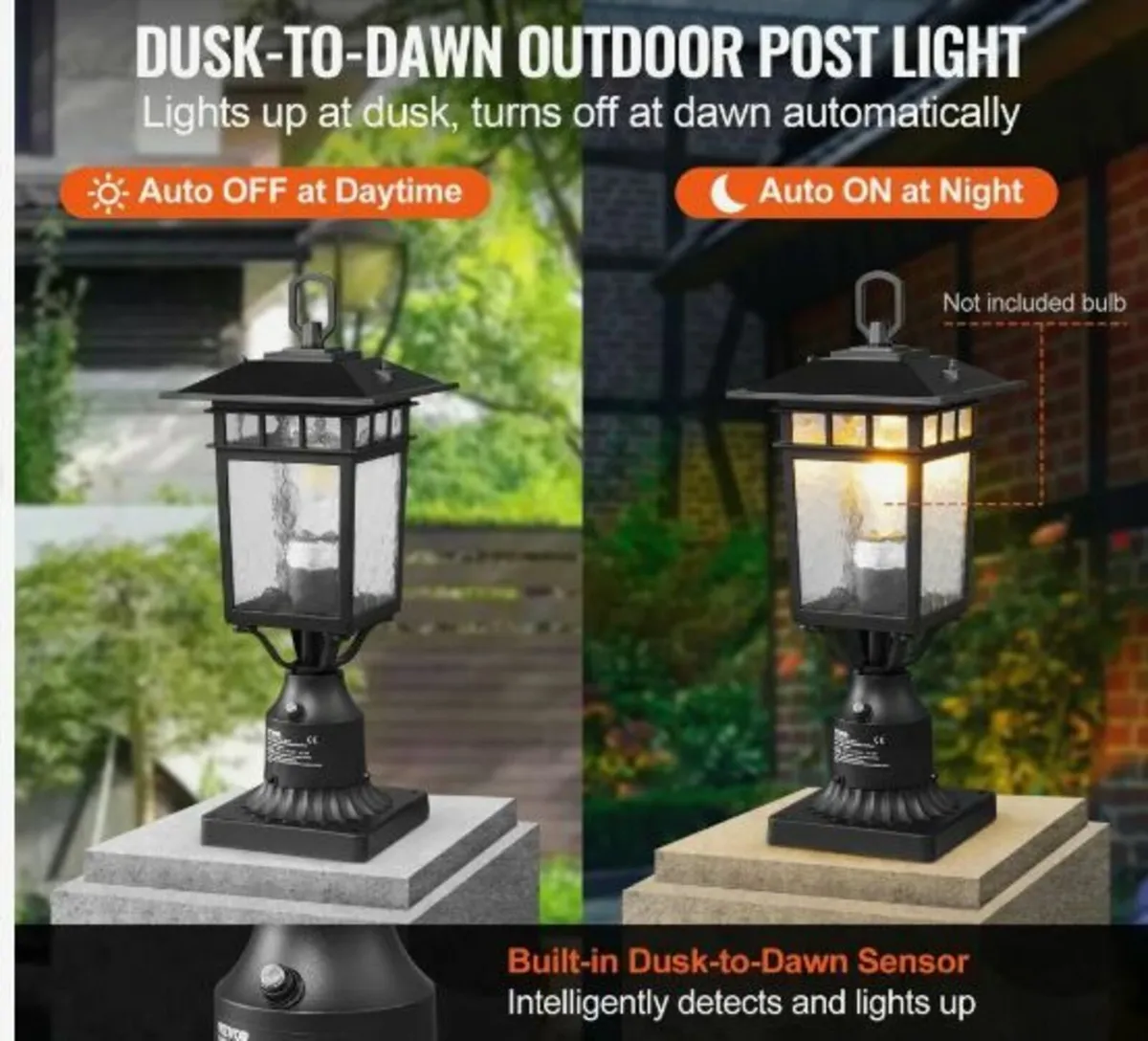 2 PCs Dusk to Dawn Outdoor Lamp Post - Image 2