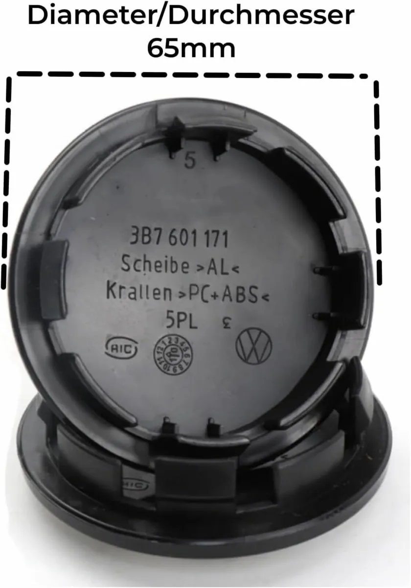 4pcs Wheel Centre Caps for Volkswagen VW 65mm, Rep - Image 2