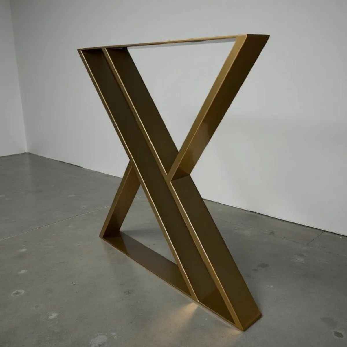 Set of 2 Hourglass-Shaped Gold Steel Table Legs - Image 2
