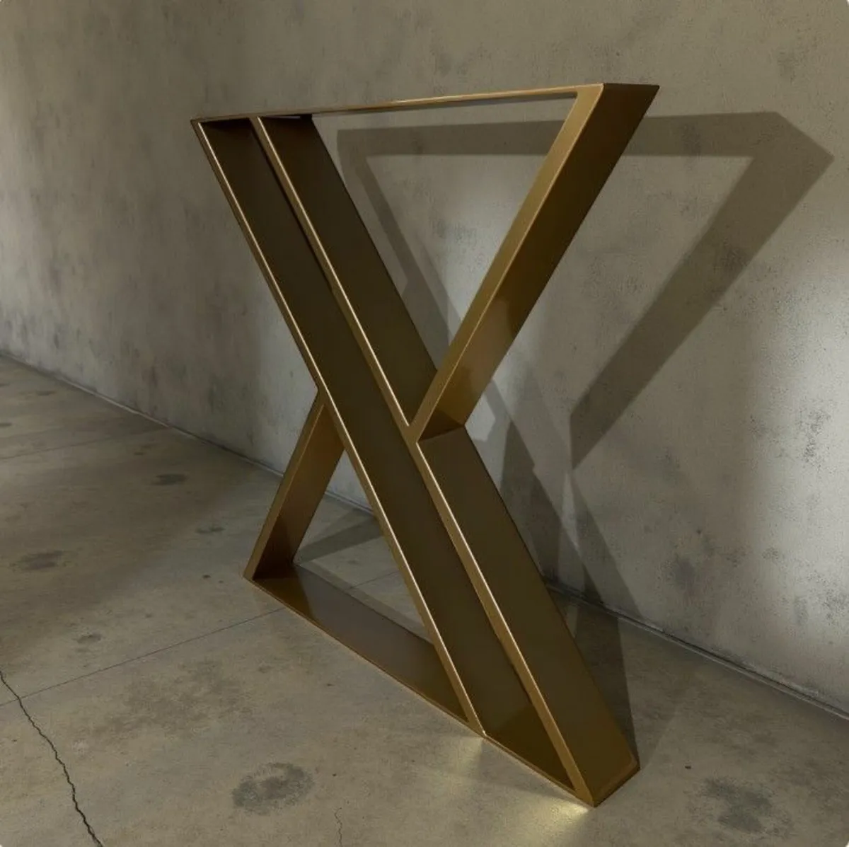 Set of 2 Hourglass-Shaped Gold Steel Table Legs - Image 3