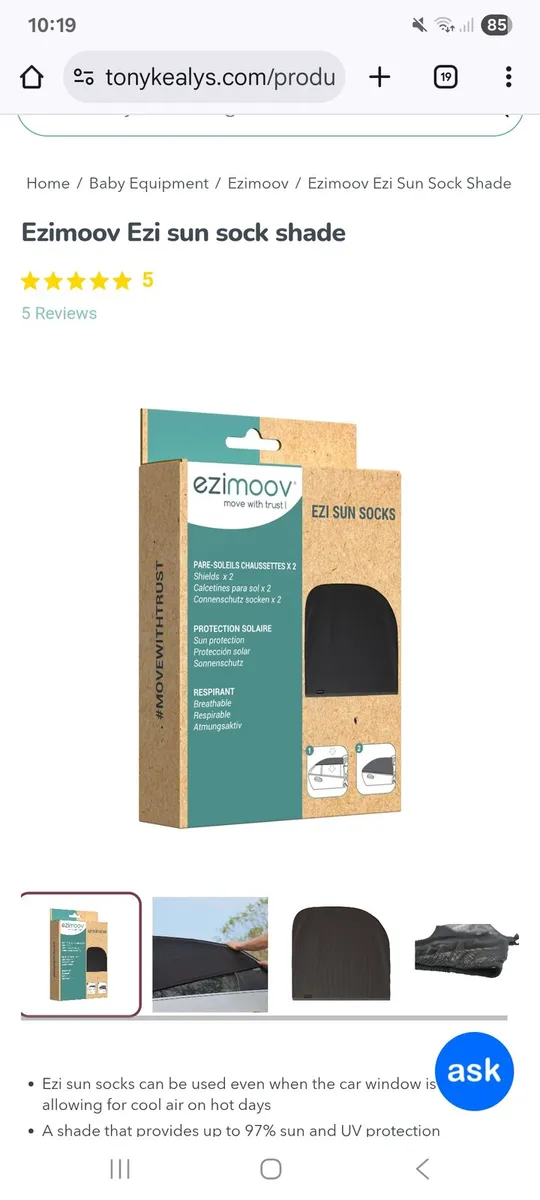 Ezimoove Sun Socks (Car window shades) - Image 1