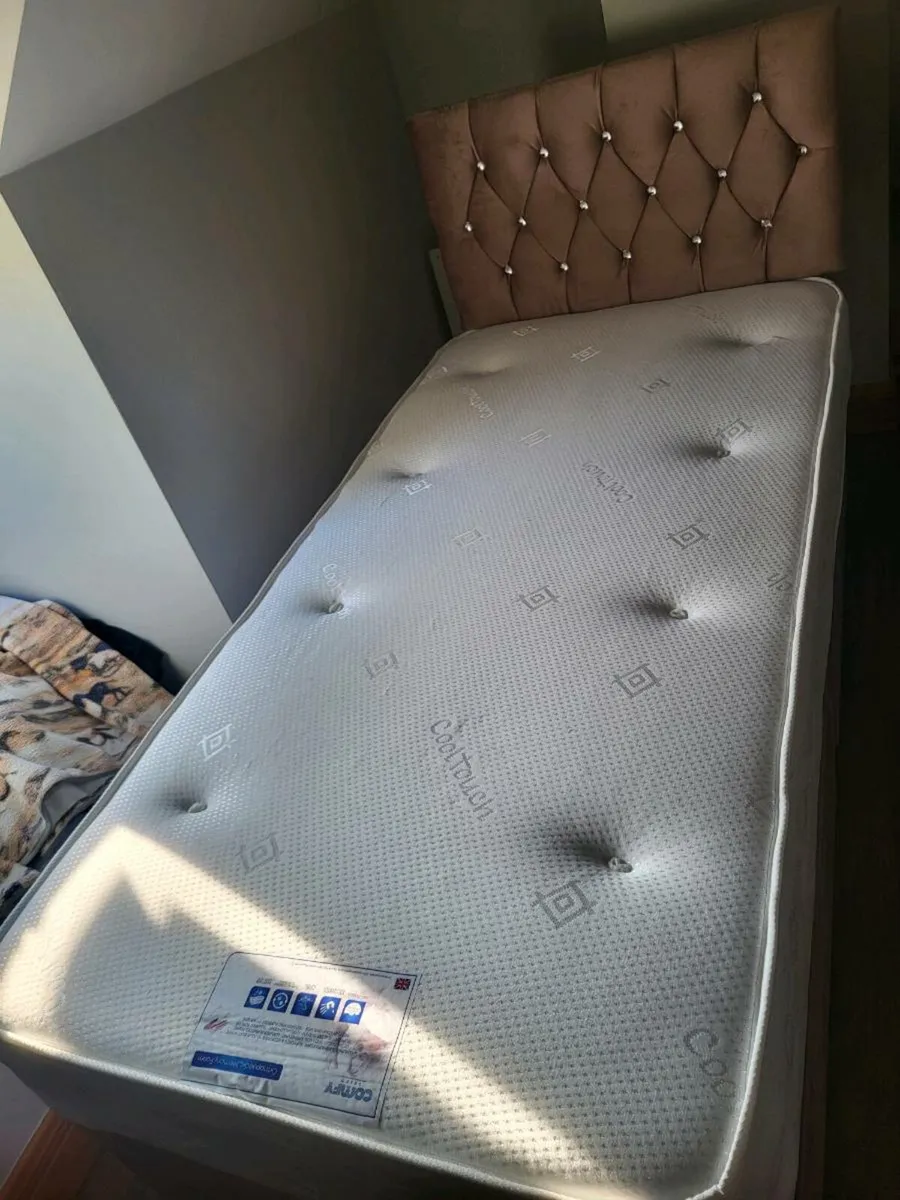 Pink Velvet Single Bed - Divan with drawers - Image 3