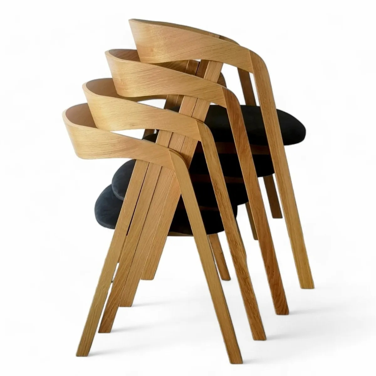 4 x Nordic Oak Comfort Chairs / Beige Colour / New - Image 3