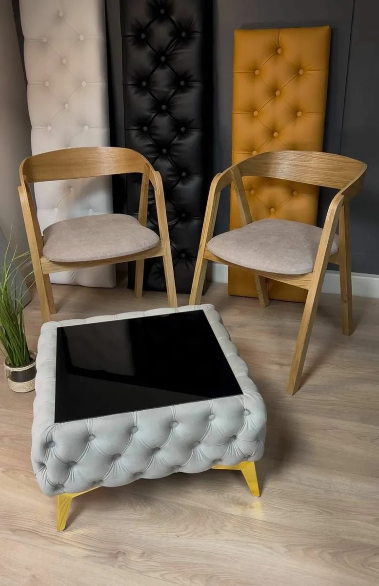 4 x Nordic Oak Comfort Chairs / Beige Colour / New - Image 4