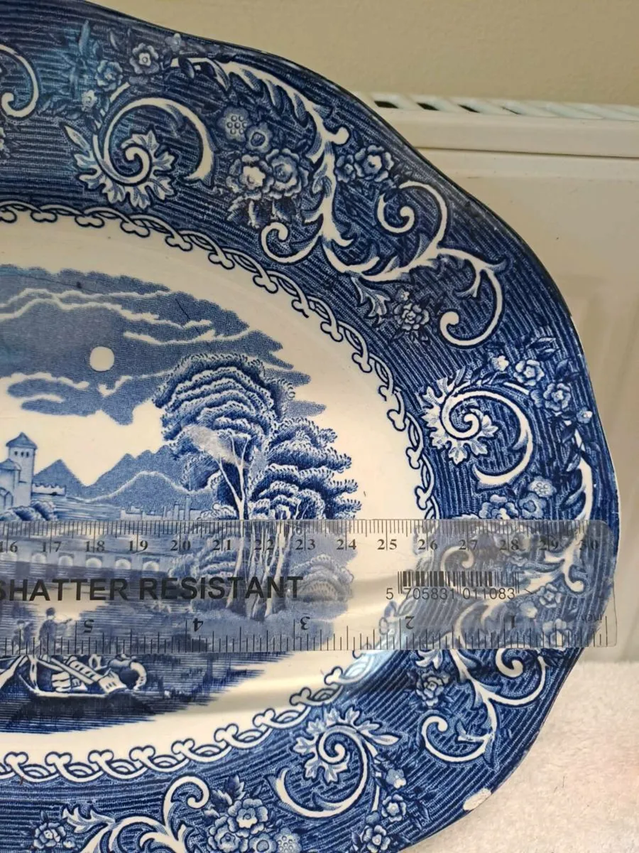 Staffordshire River Scene oval plate - Image 4