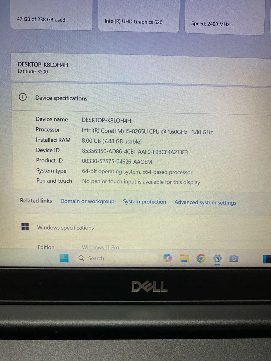 Dell laptop i5 pro 8gb 256ssd win 11 pro - Image 4
