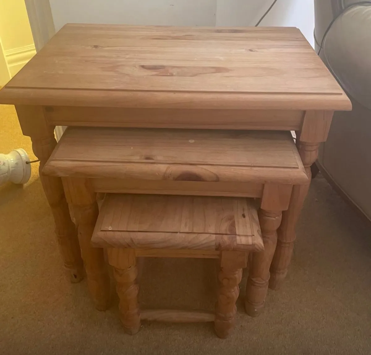 Pine Book case and nest of tables - Image 1