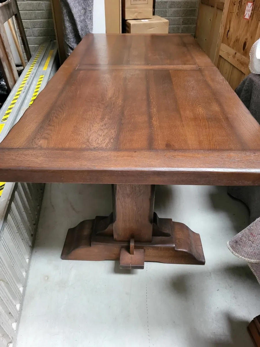 Solid Wooden Table and 8 leather Chairs for sale - Image 1
