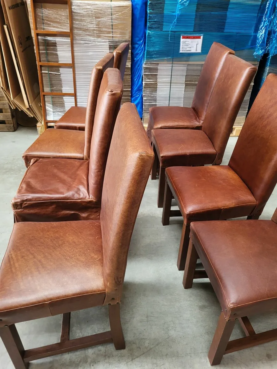 Solid Wooden Table and 8 leather Chairs for sale - Image 2