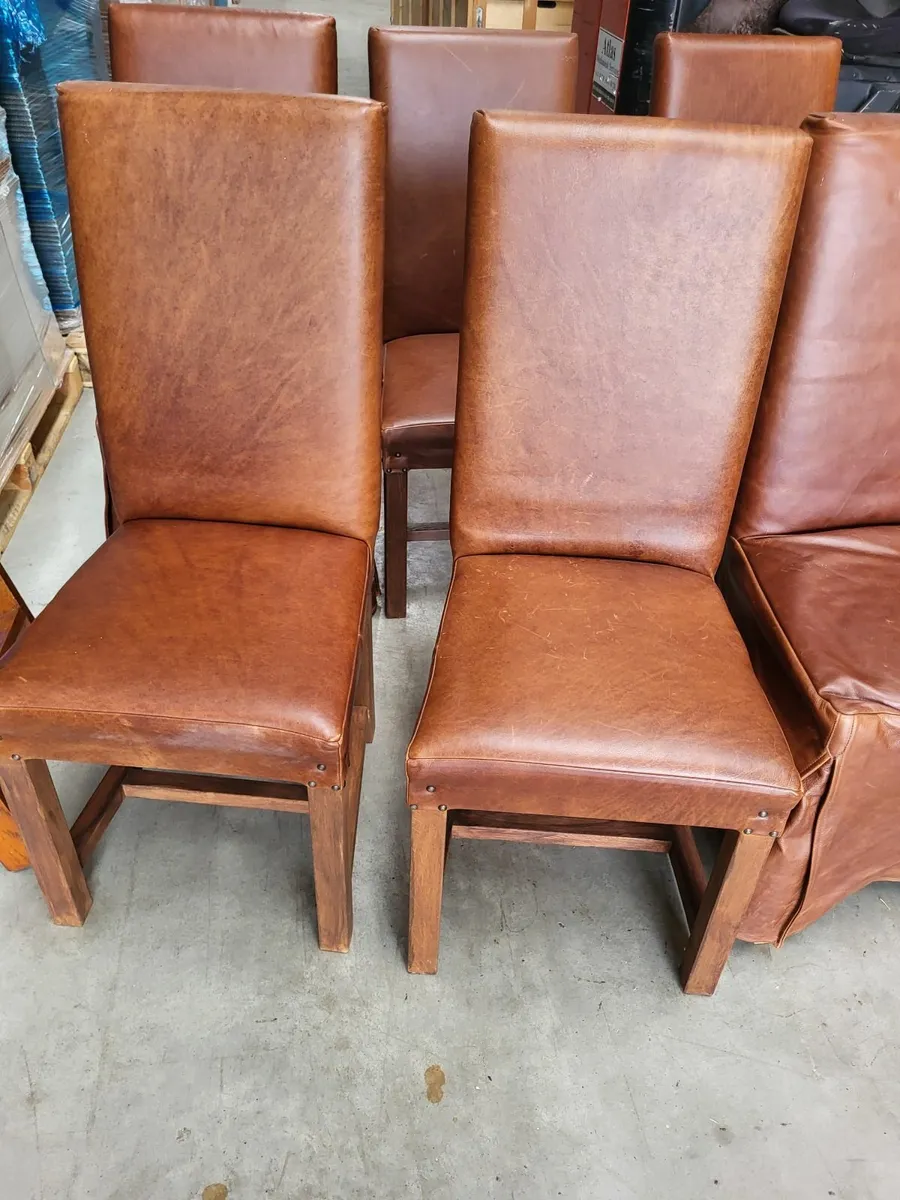 Solid Wooden Table and 8 leather Chairs for sale - Image 3