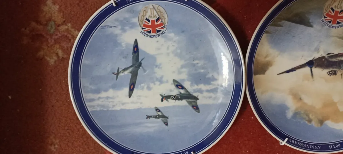 Set of Three V E  Day commemerative plates - Image 1