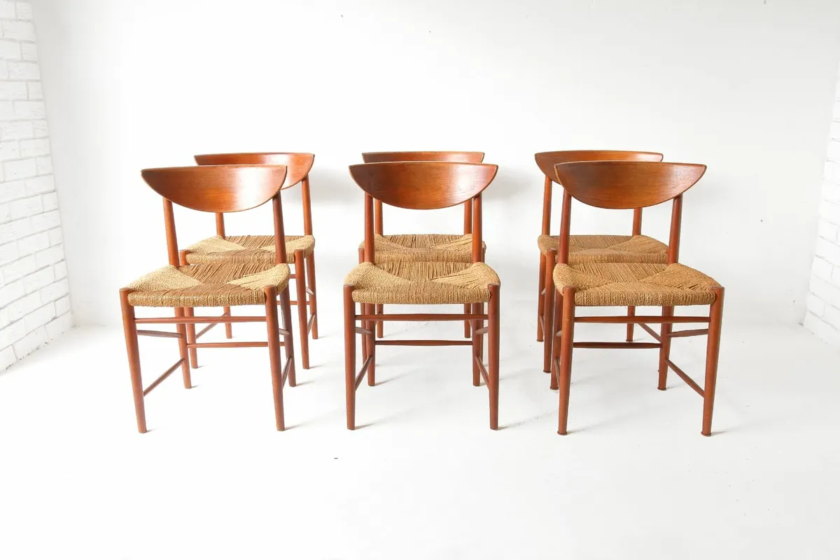 6 Hvidt Danish mid century dining chairs - Image 2