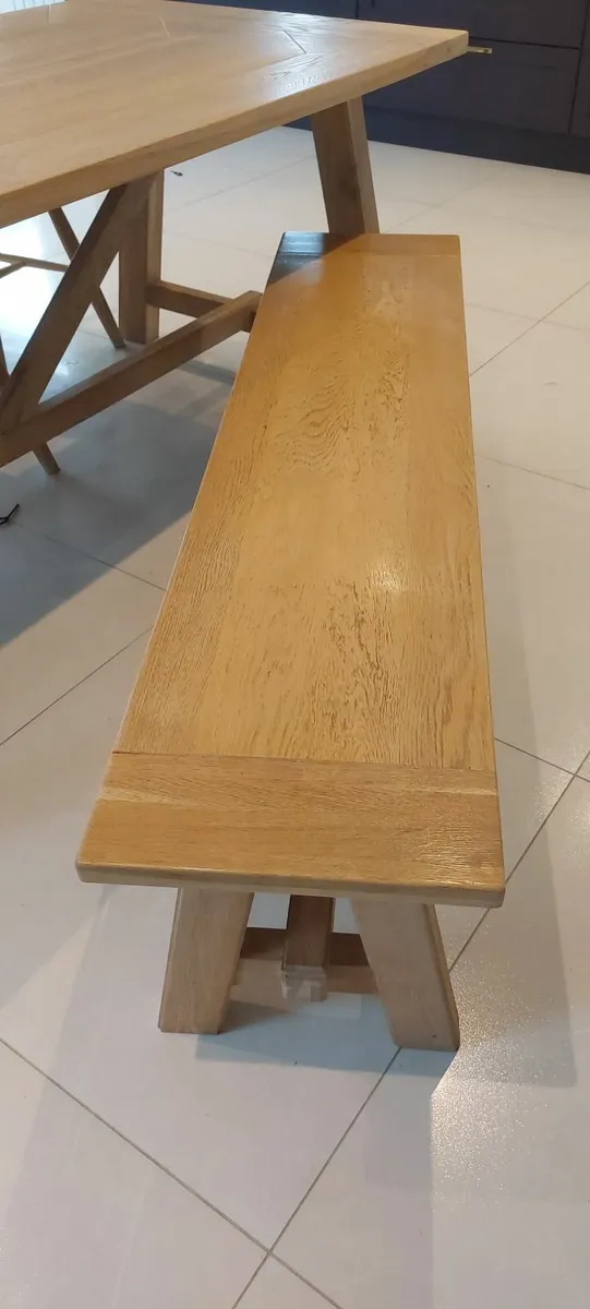 Oak Dining Table with matching  chairs and bench - Image 2