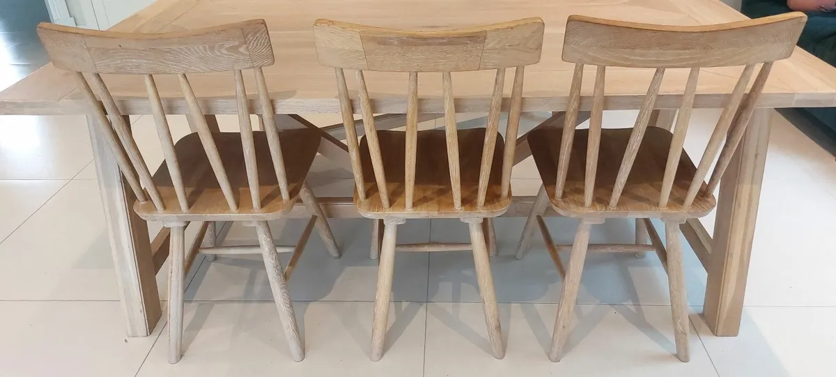 Oak Dining Table with matching  chairs and bench - Image 3