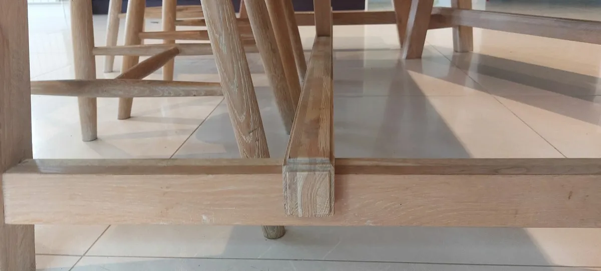 Oak Dining Table with matching  chairs and bench - Image 4