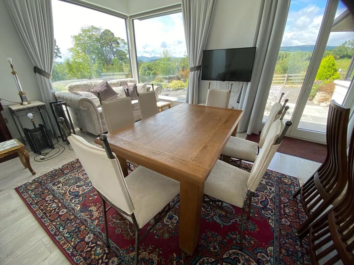 6 newly upholstered metal dining chairs - Image 1