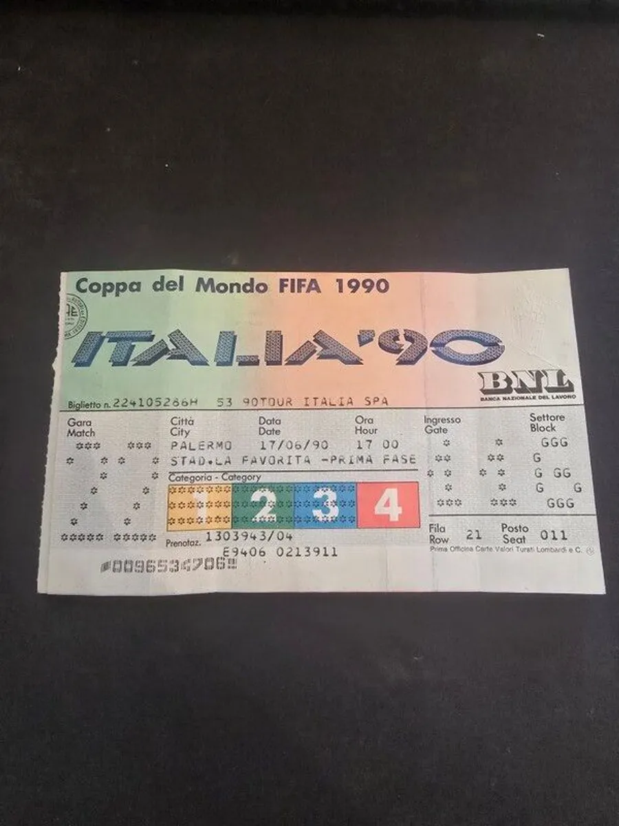 Rare Official Ticket - Italia'90 - Ireland vs Egypt - Image 2