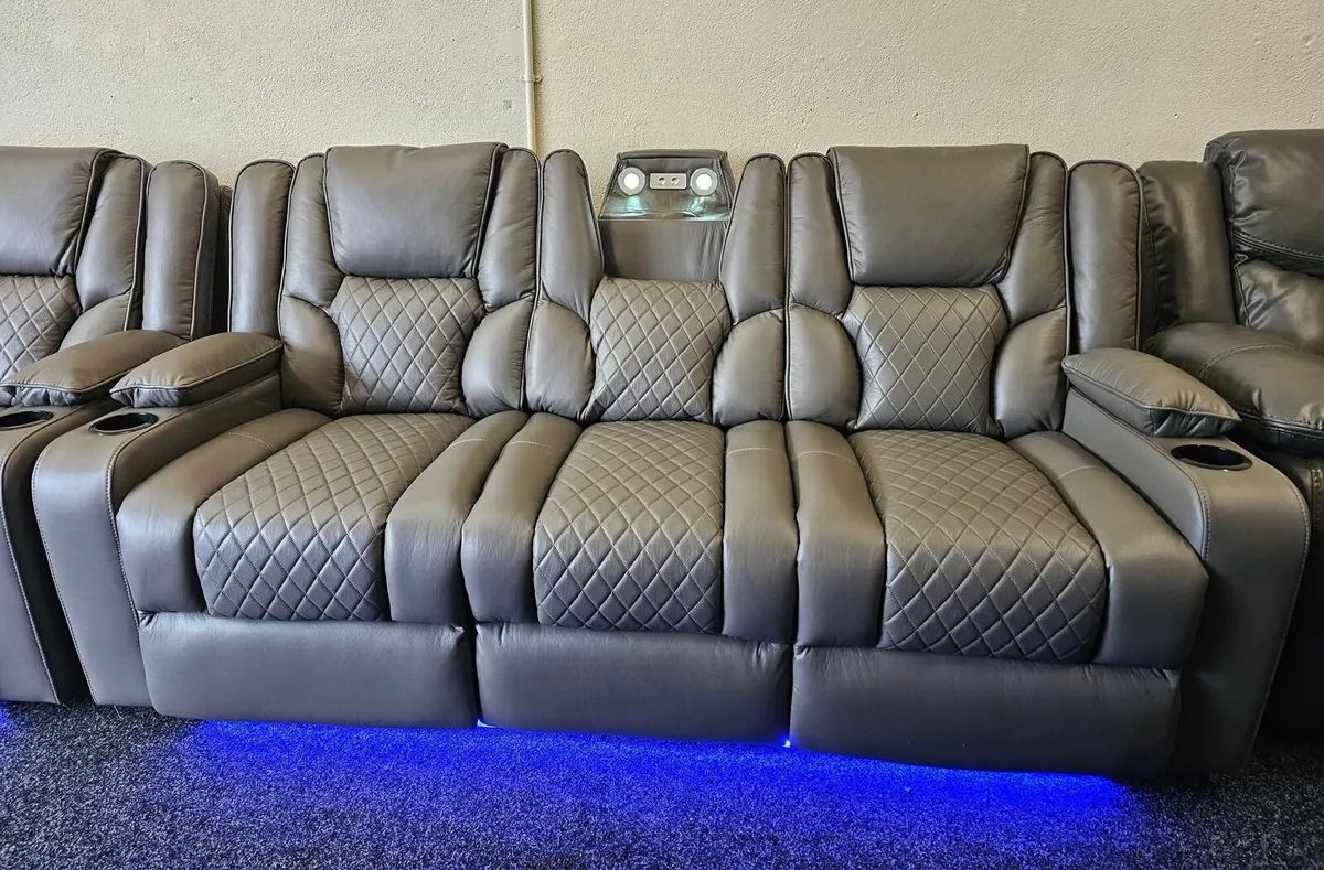 Electric Real Leather Orlando Recliner Sofa Set - Image 2