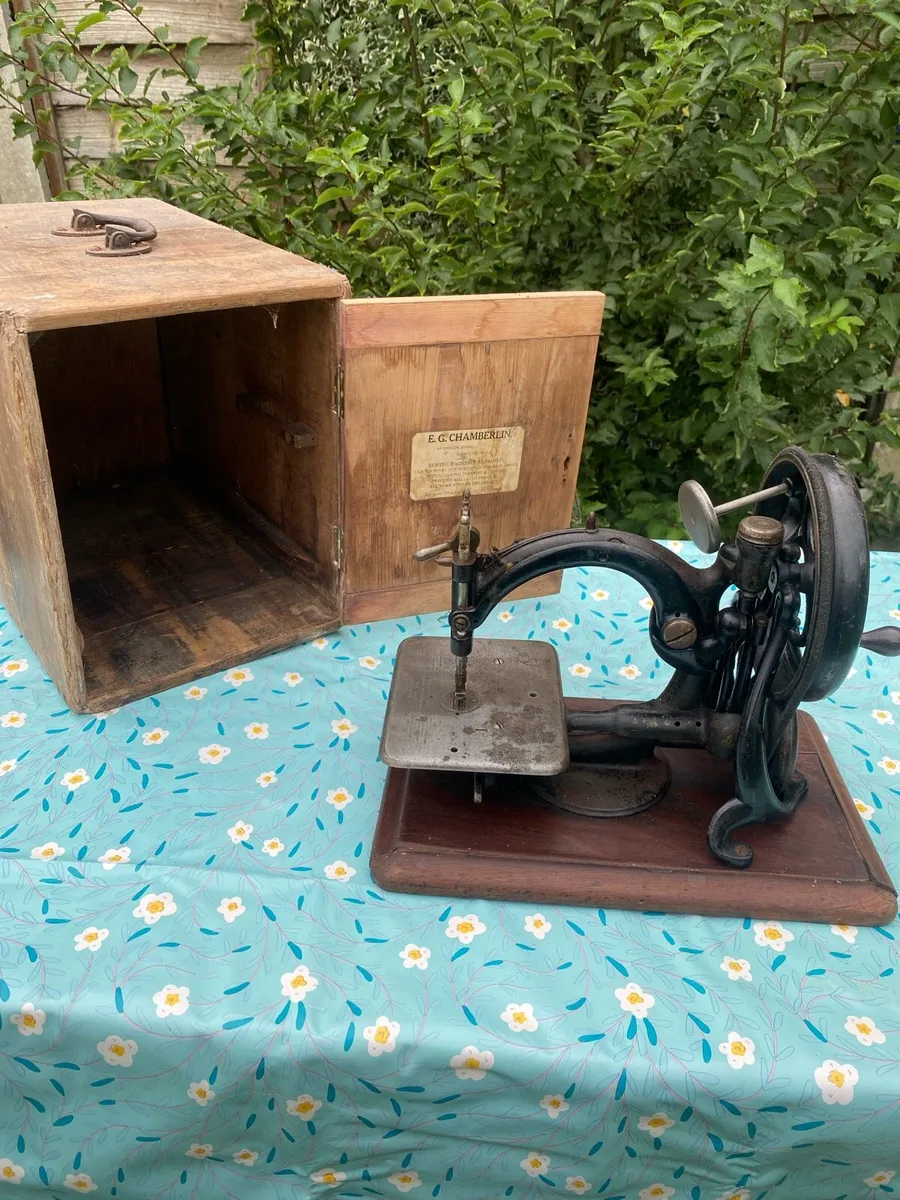 Willcox & Gibbs antique sewing machine and case - Image 2