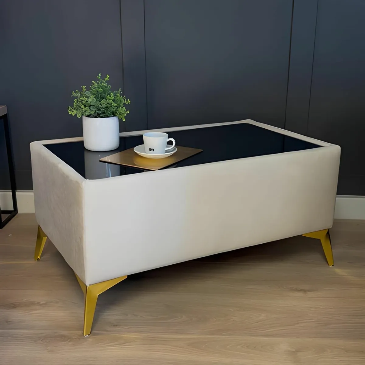 Designer Velvet Coffee Table 77x57x45cm - Image 2