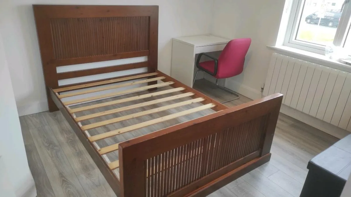 Solid wood double bed frame - Image 1