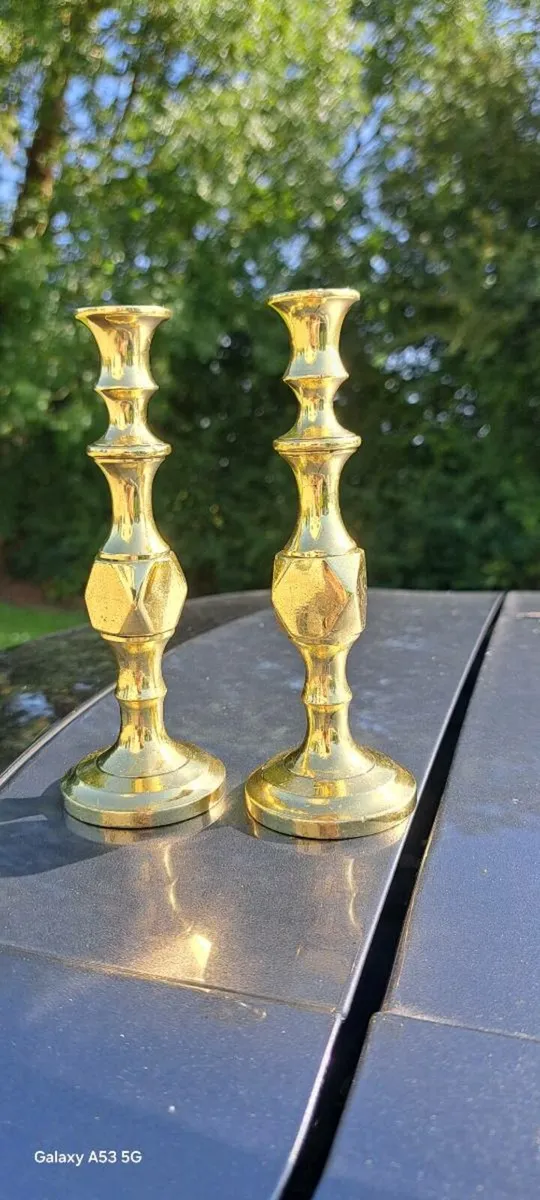 2 Old solid brass  candle stick holders