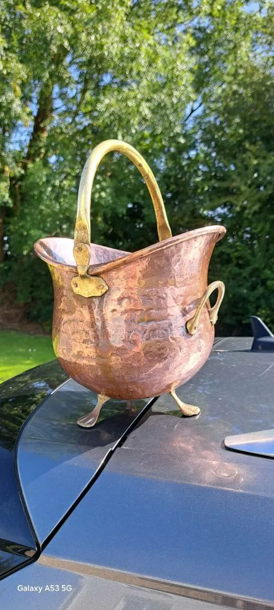 Old brass  copper  coal  bin