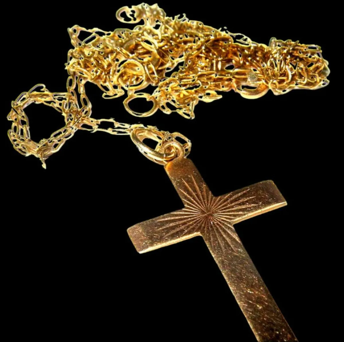 Vintage Hallmarked 9ct Cross & Chain - Image 1