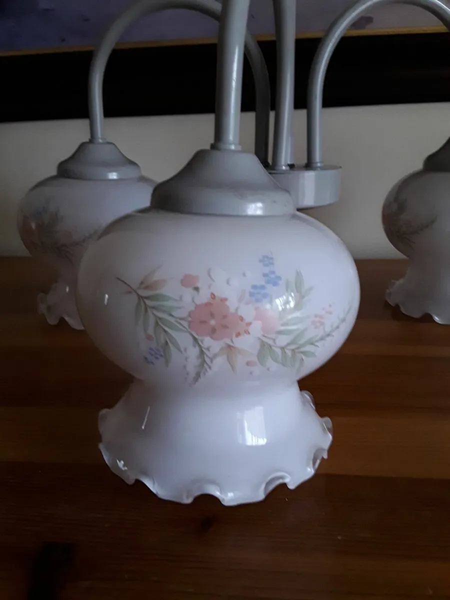 Retro pendant light three glass shades - Image 2