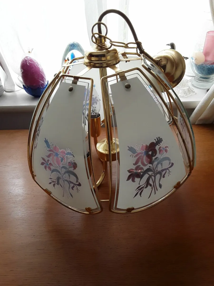 Lovely retro pendant light 6 glass panels - Image 1