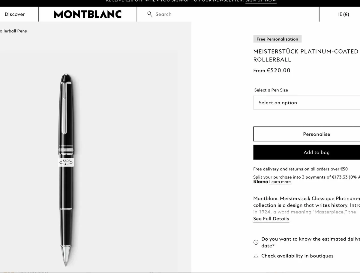 Montblanc MEISTERSTÜCK PLATINUM-COATED ROLLERBALL - Image 1
