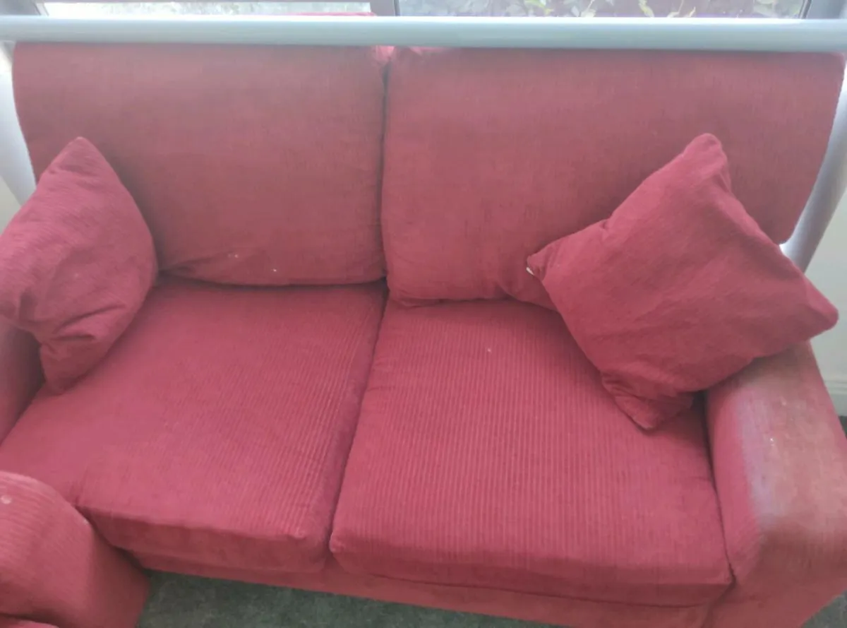 Red 2-Seater Sofa + 2 Armchairs — Limerick - Image 4