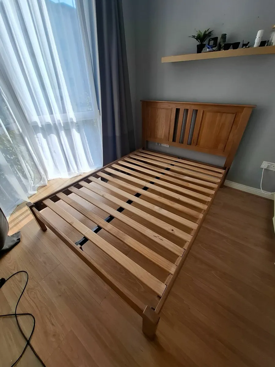 Solid Oak Double Bed - Image 1