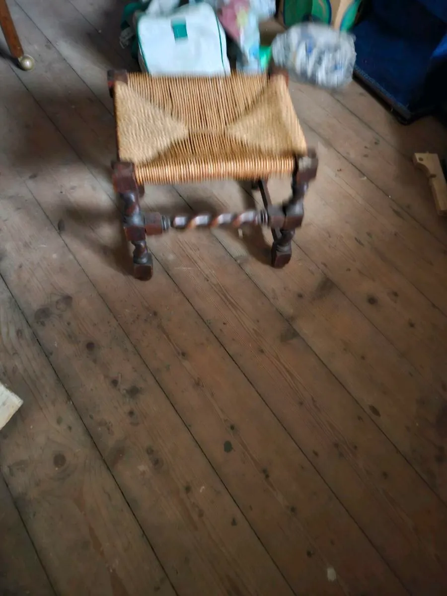 Vintage Antique Barley Leg Stool - Image 1