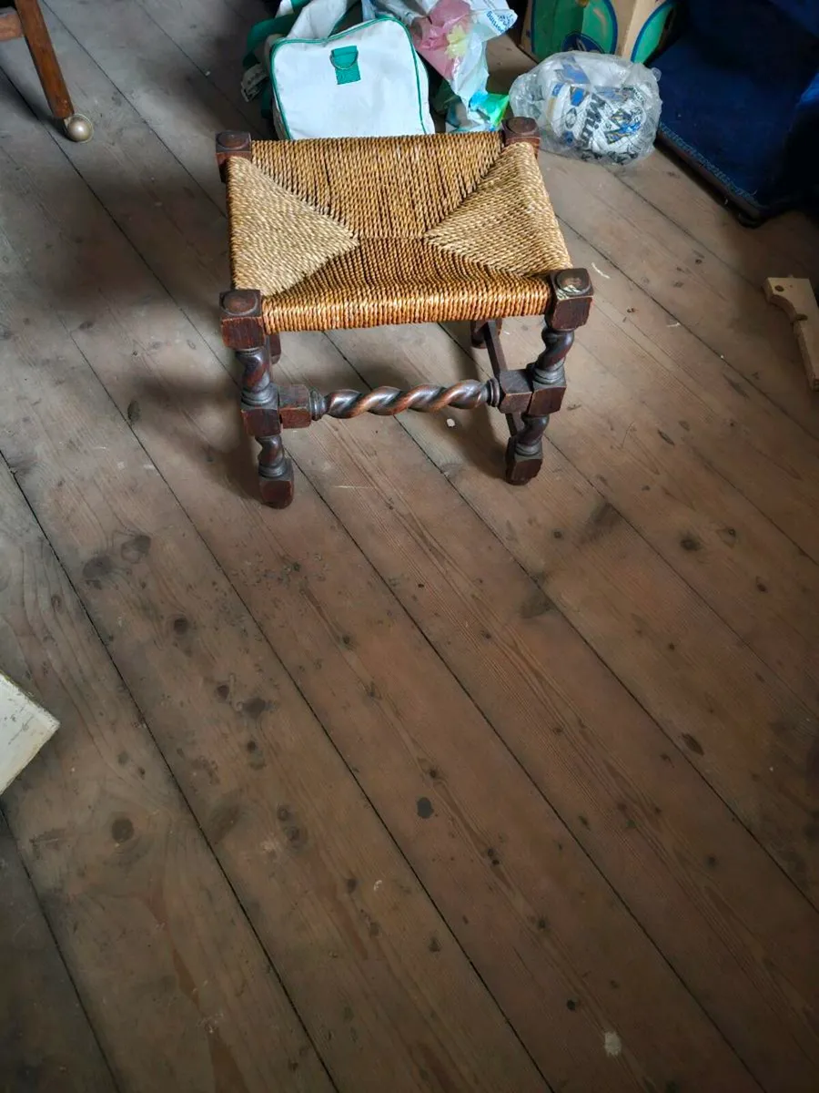 Vintage Antique Barley Leg Stool - Image 2
