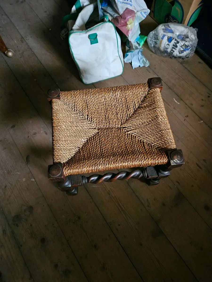 Vintage Antique Barley Leg Stool - Image 4
